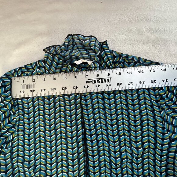 Daily Practice Anthropologie Womens Blue Yellow Chevron Long Sleeve Top Medium - Picture 6 of 8